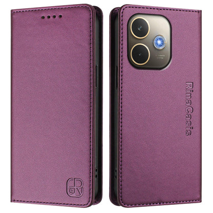 OPPO A5 Pro 5G Dual-Folded Magnetic Suction RFID Blocking PU Leather Wallet Phone Case with Card Slots, Cash Pocket, Kickstand, Full Protective Flip Cover