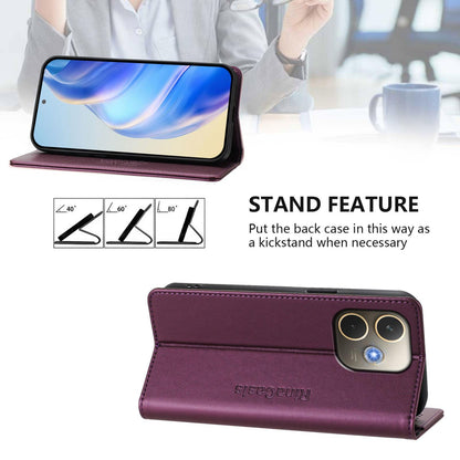 OPPO A5 Pro 5G Dual-Folded Magnetic Suction RFID Blocking PU Leather Wallet Phone Case with Card Slots, Cash Pocket, Kickstand, Full Protective Flip Cover