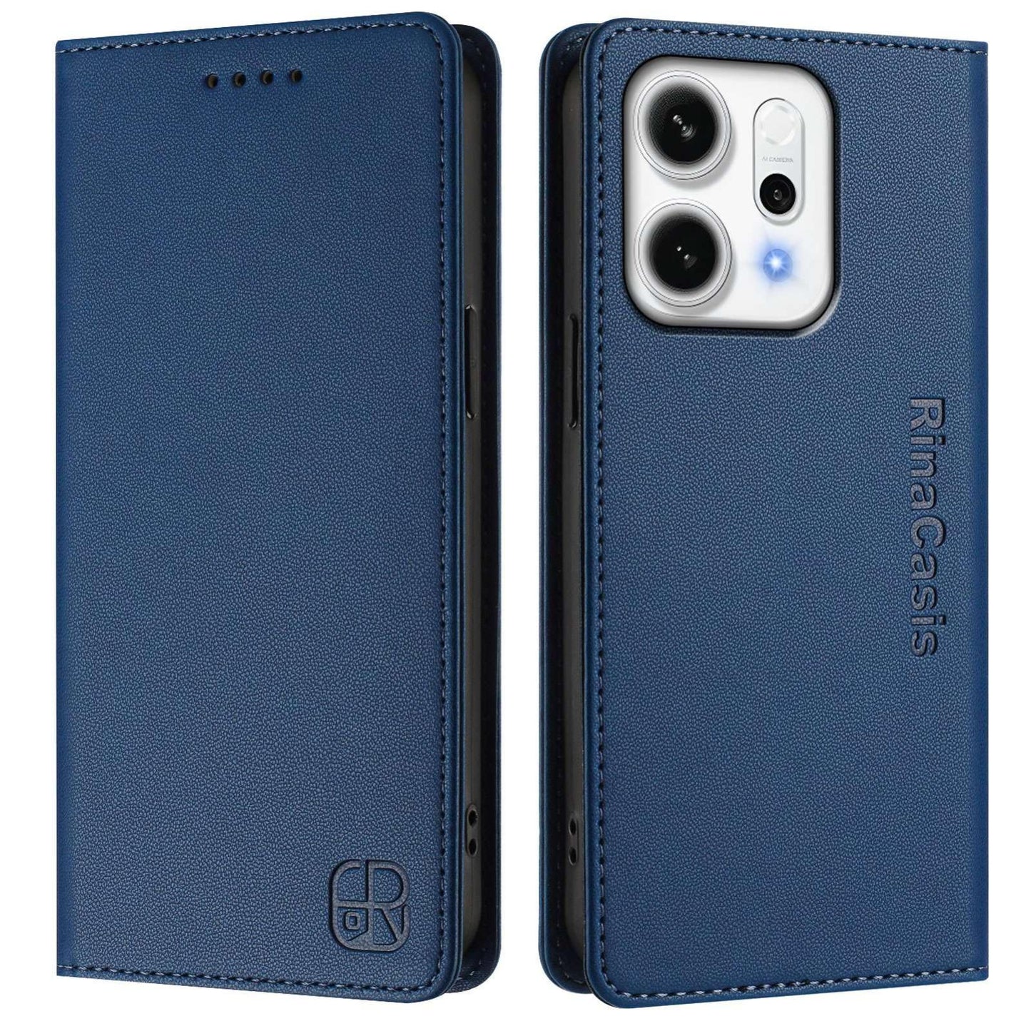 OPPO Reno14 Pro 5G Dual-Folded Magnetic Suction RFID Blocking PU Leather Wallet Phone Case with Card Slots, Cash Pocket, Kickstand, Full Protective Flip Cover