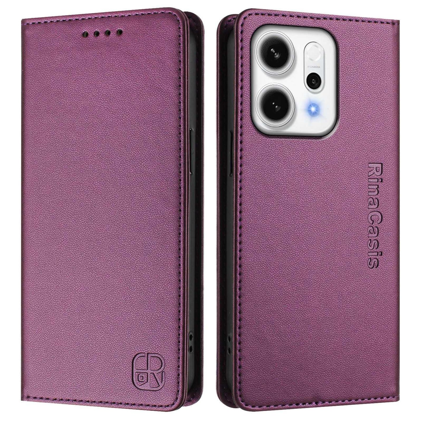 OPPO Reno14 Pro 5G Dual-Folded Magnetic Suction RFID Blocking PU Leather Wallet Phone Case with Card Slots, Cash Pocket, Kickstand, Full Protective Flip Cover