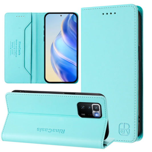 Xiaomi Poco X3 GT Dual-Folded Magnetic Suction RFID Blocking PU Leather Wallet Phone Case with Card Slots, Cash Pocket, Kickstand, Full Protective Flip Cover