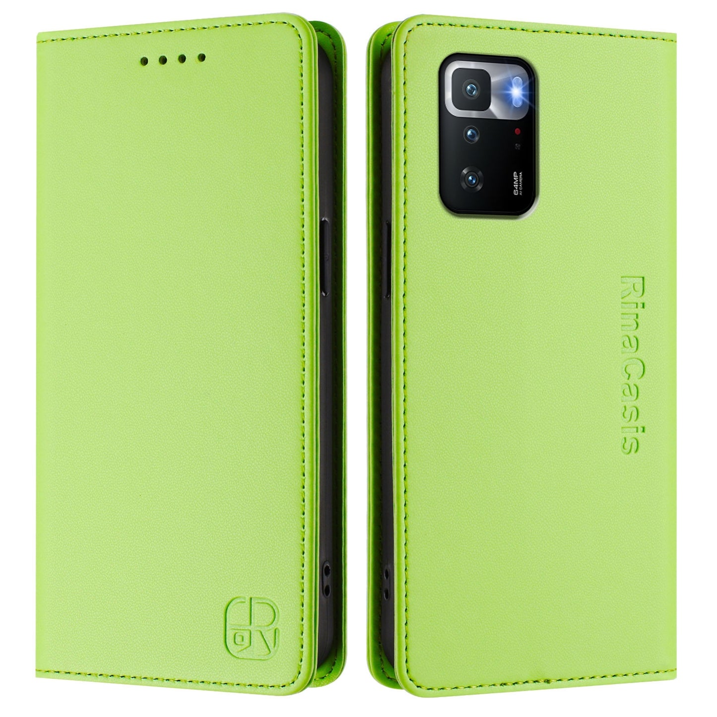 Xiaomi Poco X3 GT Dual-Folded Magnetic Suction RFID Blocking PU Leather Wallet Phone Case with Card Slots, Cash Pocket, Kickstand, Full Protective Flip Cover
