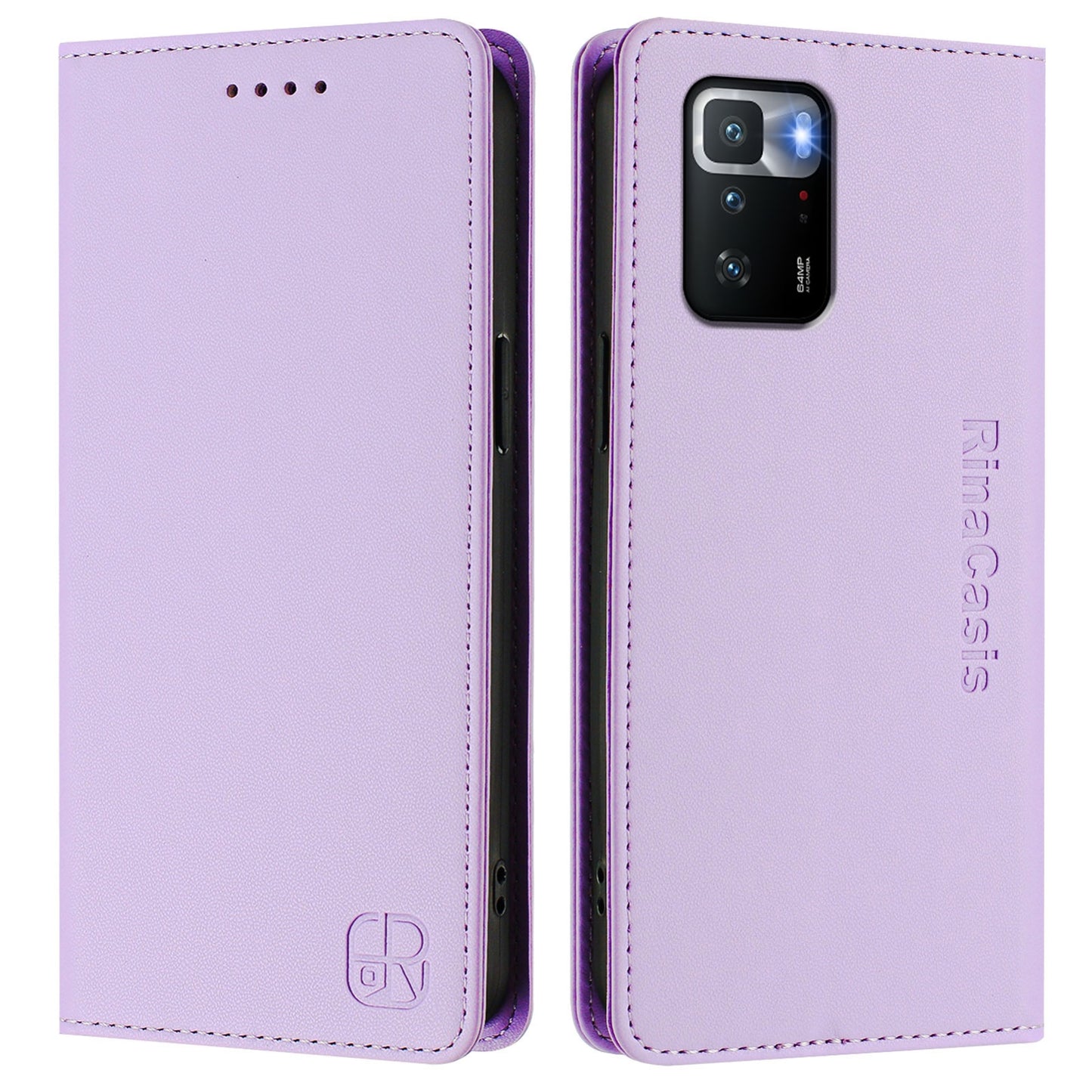 Xiaomi Poco X3 GT Dual-Folded Magnetic Suction RFID Blocking PU Leather Wallet Phone Case with Card Slots, Cash Pocket, Kickstand, Full Protective Flip Cover