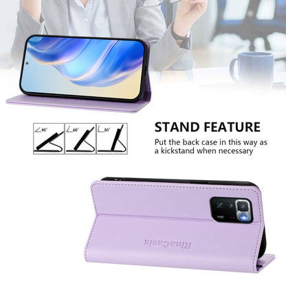 Xiaomi Poco X3 GT Dual-Folded Magnetic Suction RFID Blocking PU Leather Wallet Phone Case with Card Slots, Cash Pocket, Kickstand, Full Protective Flip Cover