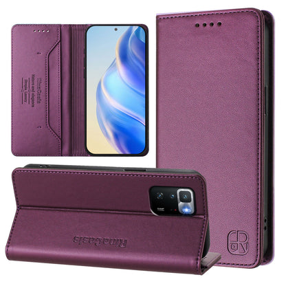 Xiaomi Poco X3 GT Dual-Folded Magnetic Suction RFID Blocking PU Leather Wallet Phone Case with Card Slots, Cash Pocket, Kickstand, Full Protective Flip Cover