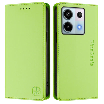 Xiaomi Redmi Note 13 Pro 5G Dual-Folded Magnetic Suction RFID Blocking PU Leather Wallet Phone Case with Card Slots, Cash Pocket, Kickstand, Full Protective Flip Cover