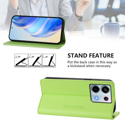Xiaomi Poco X6 5G Dual-Folded Magnetic Suction RFID Blocking PU Leather Wallet Phone Case with Card Slots, Cash Pocket, Kickstand, Full Protective Flip Cover