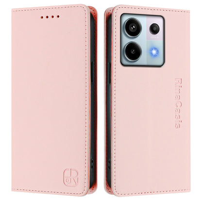 Xiaomi Redmi Note 13 Pro 5G Dual-Folded Magnetic Suction RFID Blocking PU Leather Wallet Phone Case with Card Slots, Cash Pocket, Kickstand, Full Protective Flip Cover
