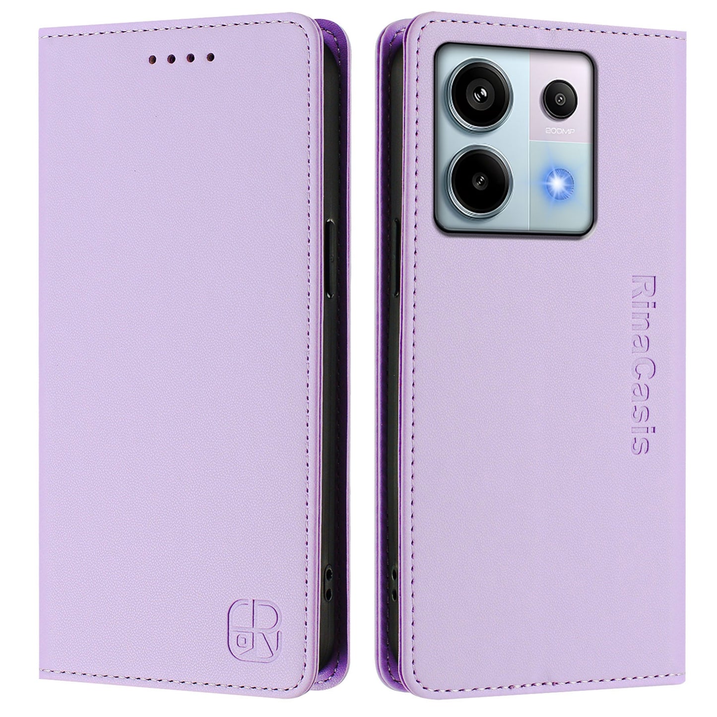 Xiaomi Redmi Note 13 Pro 5G Dual-Folded Magnetic Suction RFID Blocking PU Leather Wallet Phone Case with Card Slots, Cash Pocket, Kickstand, Full Protective Flip Cover