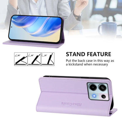 Xiaomi Poco X6 5G Dual-Folded Magnetic Suction RFID Blocking PU Leather Wallet Phone Case with Card Slots, Cash Pocket, Kickstand, Full Protective Flip Cover
