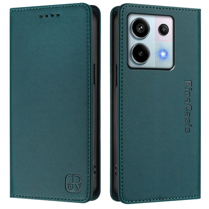 Xiaomi Redmi Note 13 Pro 5G Dual-Folded Magnetic Suction RFID Blocking PU Leather Wallet Phone Case with Card Slots, Cash Pocket, Kickstand, Full Protective Flip Cover