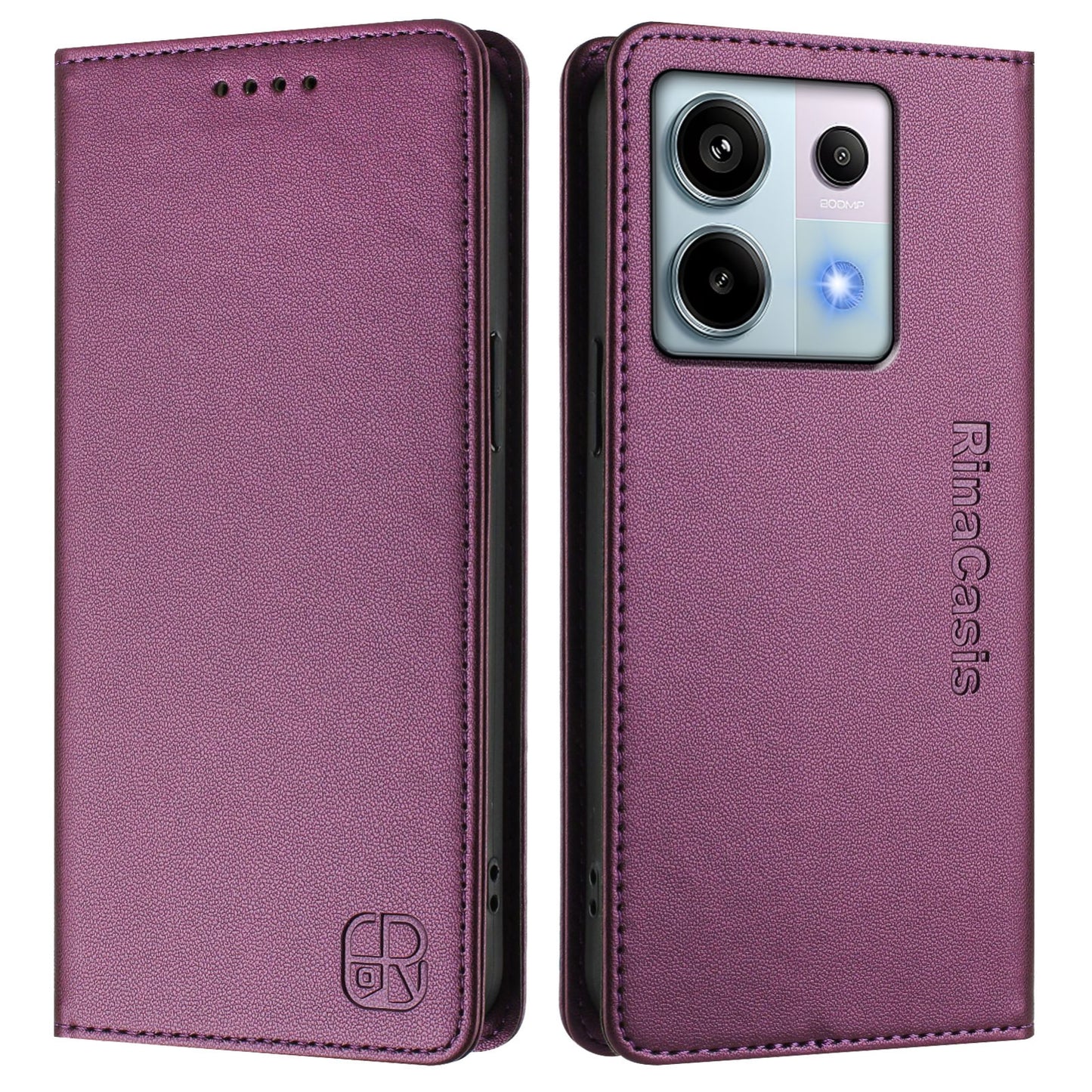Xiaomi Redmi Note 13 Pro 5G Dual-Folded Magnetic Suction RFID Blocking PU Leather Wallet Phone Case with Card Slots, Cash Pocket, Kickstand, Full Protective Flip Cover