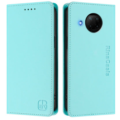 Xiaomi Mi 10T Lite 5G Dual-Folded Magnetic Suction RFID Blocking PU Leather Wallet Phone Case with Card Slots, Cash Pocket, Kickstand, Full Protective Flip Cover