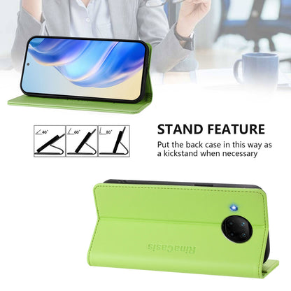 Xiaomi Mi 10T Lite 5G Dual-Folded Magnetic Suction RFID Blocking PU Leather Wallet Phone Case with Card Slots, Cash Pocket, Kickstand, Full Protective Flip Cover