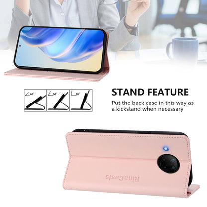 Xiaomi Mi 10T Lite 5G Dual-Folded Magnetic Suction RFID Blocking PU Leather Wallet Phone Case with Card Slots, Cash Pocket, Kickstand, Full Protective Flip Cover