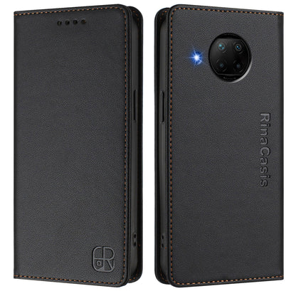 Xiaomi Mi 10T Lite 5G Dual-Folded Magnetic Suction RFID Blocking PU Leather Wallet Phone Case with Card Slots, Cash Pocket, Kickstand, Full Protective Flip Cover