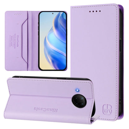 Xiaomi Mi 10T Lite 5G Dual-Folded Magnetic Suction RFID Blocking PU Leather Wallet Phone Case with Card Slots, Cash Pocket, Kickstand, Full Protective Flip Cover