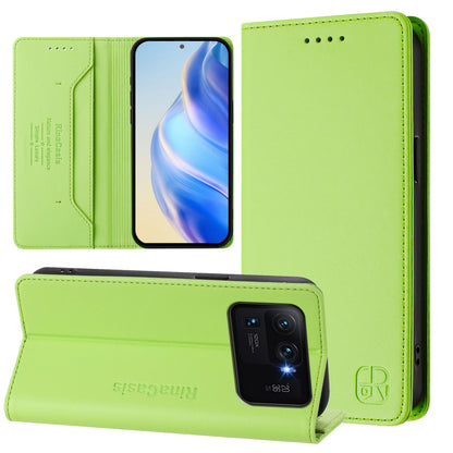 Xiaomi Mi 11 Ultra Dual-Folded Magnetic Suction RFID Blocking PU Leather Wallet Phone Case with Card Slots, Cash Pocket, Kickstand, Full Protective Flip Cover