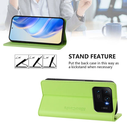Xiaomi Mi 11 Ultra Dual-Folded Magnetic Suction RFID Blocking PU Leather Wallet Phone Case with Card Slots, Cash Pocket, Kickstand, Full Protective Flip Cover