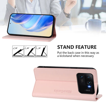 Xiaomi Mi 11 Ultra Dual-Folded Magnetic Suction RFID Blocking PU Leather Wallet Phone Case with Card Slots, Cash Pocket, Kickstand, Full Protective Flip Cover