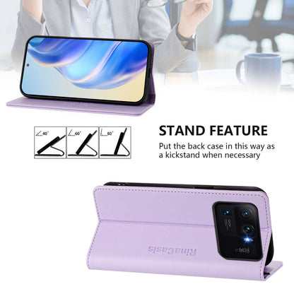 Xiaomi Mi 11 Ultra Dual-Folded Magnetic Suction RFID Blocking PU Leather Wallet Phone Case with Card Slots, Cash Pocket, Kickstand, Full Protective Flip Cover
