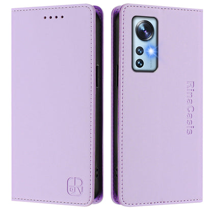Xiaomi 12S 5G Dual-Folded Magnetic Suction RFID Blocking PU Leather Wallet Phone Case with Card Slots, Cash Pocket, Kickstand, Full Protective Flip Cover