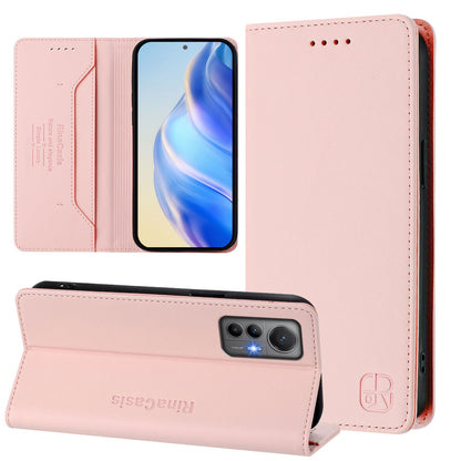 Xiaomi 12 Lite Dual-Folded Magnetic Suction RFID Blocking PU Leather Wallet Phone Case with Card Slots, Cash Pocket, Kickstand, Full Protective Flip Cover