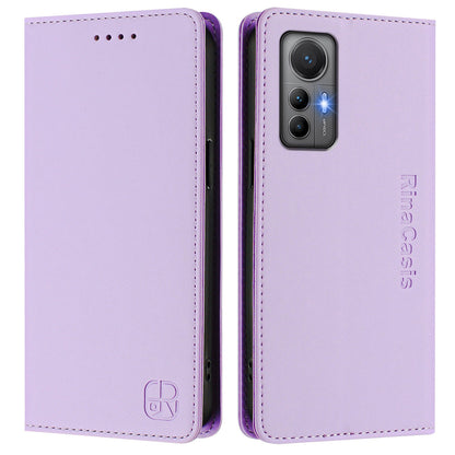 Xiaomi 12 Lite Dual-Folded Magnetic Suction RFID Blocking PU Leather Wallet Phone Case with Card Slots, Cash Pocket, Kickstand, Full Protective Flip Cover