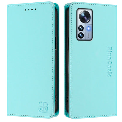 Xiaomi 12S Pro Dual-Folded Magnetic Suction RFID Blocking PU Leather Wallet Phone Case with Card Slots, Cash Pocket, Kickstand, Full Protective Flip Cover