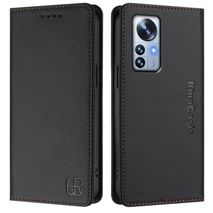 Xiaomi 12S Pro Dual-Folded Magnetic Suction RFID Blocking PU Leather Wallet Phone Case with Card Slots, Cash Pocket, Kickstand, Full Protective Flip Cover