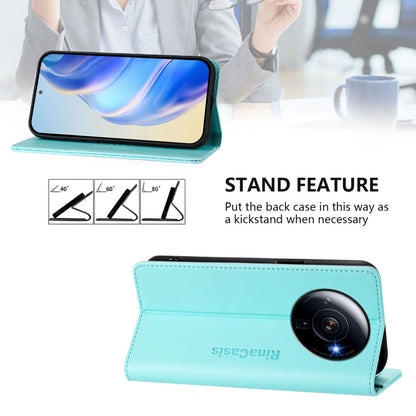 Xiaomi 12S Ultra Dual-Folded Magnetic Suction RFID Blocking PU Leather Wallet Phone Case with Card Slots, Cash Pocket, Kickstand, Full Protective Flip Cover