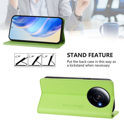 Xiaomi 12S Ultra Dual-Folded Magnetic Suction RFID Blocking PU Leather Wallet Phone Case with Card Slots, Cash Pocket, Kickstand, Full Protective Flip Cover