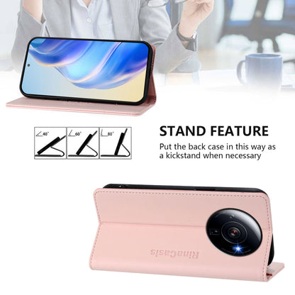 Xiaomi 12S Ultra Dual-Folded Magnetic Suction RFID Blocking PU Leather Wallet Phone Case with Card Slots, Cash Pocket, Kickstand, Full Protective Flip Cover