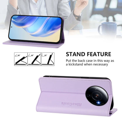 Xiaomi 12S Ultra Dual-Folded Magnetic Suction RFID Blocking PU Leather Wallet Phone Case with Card Slots, Cash Pocket, Kickstand, Full Protective Flip Cover