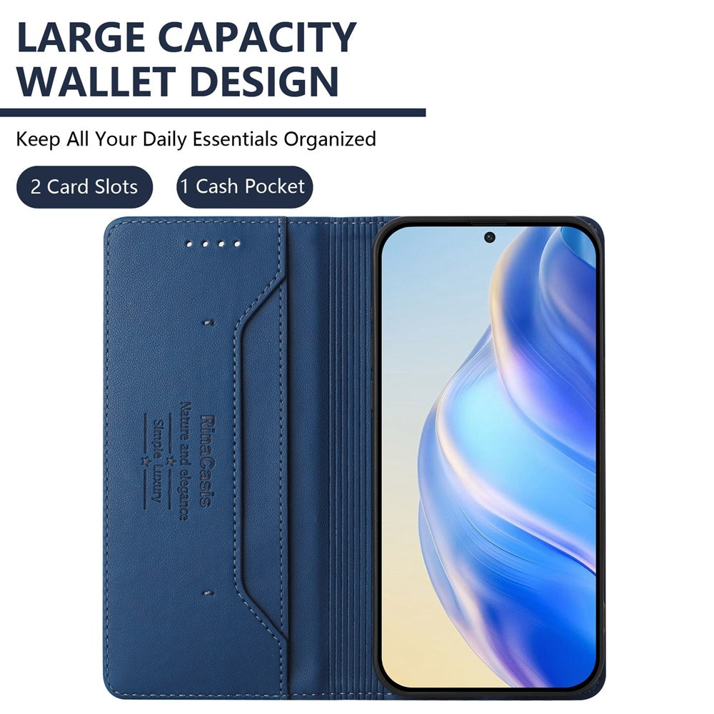 Xiaomi 12S Ultra Dual-Folded Magnetic Suction RFID Blocking PU Leather Wallet Phone Case with Card Slots, Cash Pocket, Kickstand, Full Protective Flip Cover