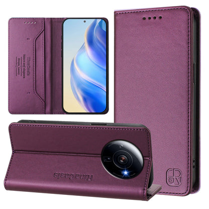 Xiaomi 12S Ultra Dual-Folded Magnetic Suction RFID Blocking PU Leather Wallet Phone Case with Card Slots, Cash Pocket, Kickstand, Full Protective Flip Cover