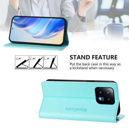Xiaomi 13 5G Dual-Folded Magnetic Suction RFID Blocking PU Leather Wallet Phone Case with Card Slots, Cash Pocket, Kickstand, Full Protective Flip Cover