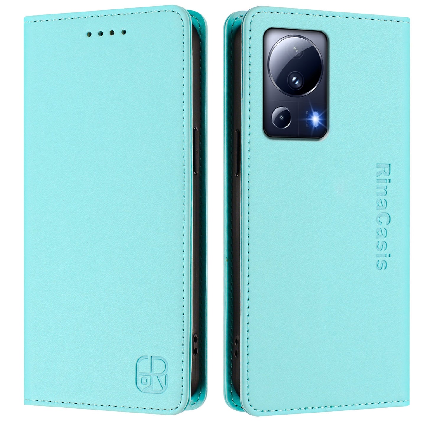 Xiaomi Civi 2 Dual-Folded Magnetic Suction RFID Blocking PU Leather Wallet Phone Case with Card Slots, Cash Pocket, Kickstand, Full Protective Flip Cover