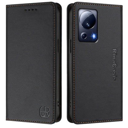 Xiaomi Civi 2 Dual-Folded Magnetic Suction RFID Blocking PU Leather Wallet Phone Case with Card Slots, Cash Pocket, Kickstand, Full Protective Flip Cover