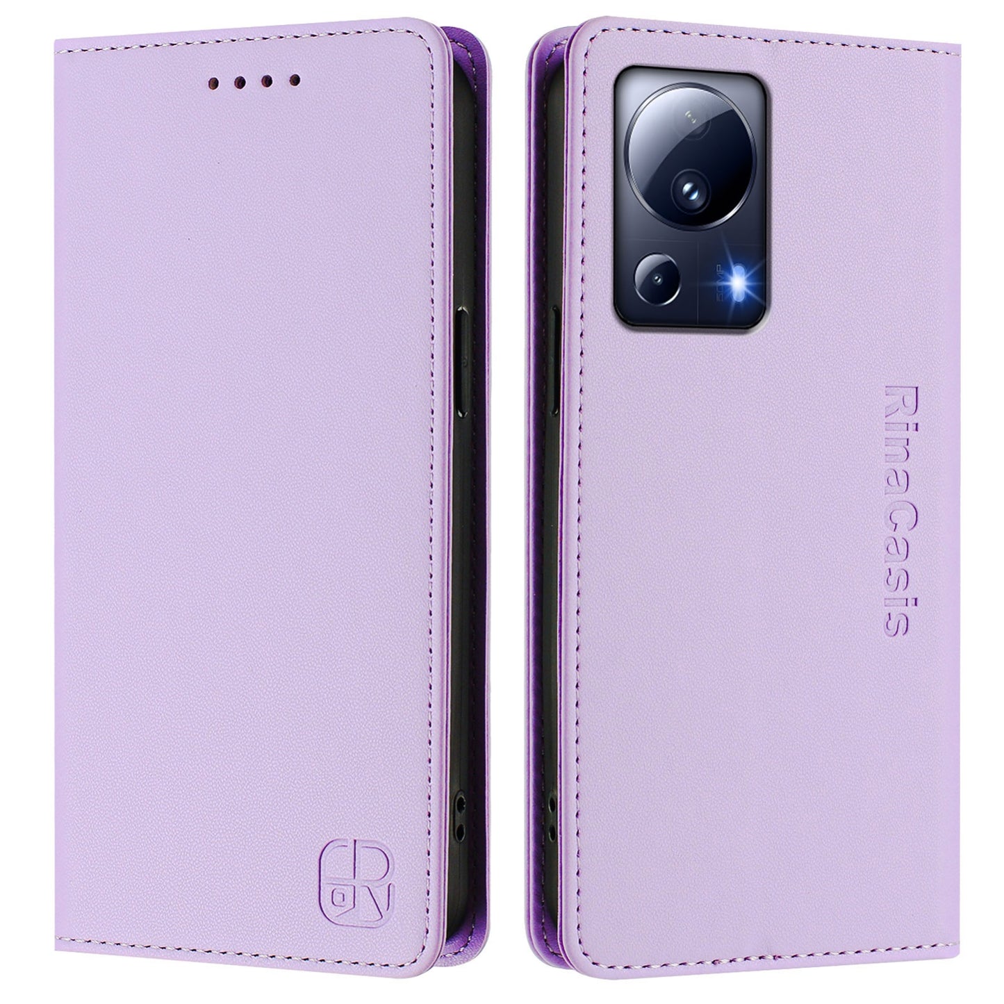 Xiaomi Civi 2 Dual-Folded Magnetic Suction RFID Blocking PU Leather Wallet Phone Case with Card Slots, Cash Pocket, Kickstand, Full Protective Flip Cover