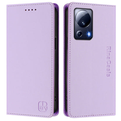 Xiaomi Civi 2 Dual-Folded Magnetic Suction RFID Blocking PU Leather Wallet Phone Case with Card Slots, Cash Pocket, Kickstand, Full Protective Flip Cover