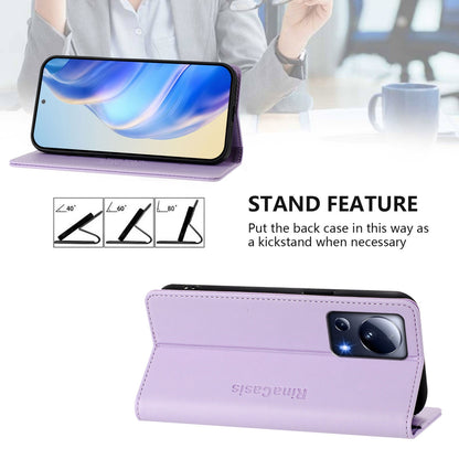 Xiaomi Civi 2 Dual-Folded Magnetic Suction RFID Blocking PU Leather Wallet Phone Case with Card Slots, Cash Pocket, Kickstand, Full Protective Flip Cover