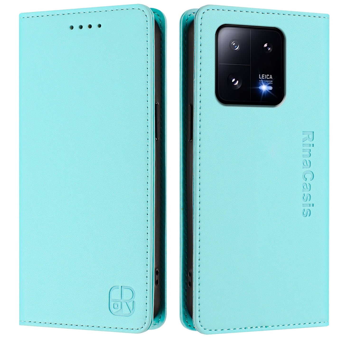 Xiaomi 13 Pro 5G Dual-Folded Magnetic Suction RFID Blocking PU Leather Wallet Phone Case with Card Slots, Cash Pocket, Kickstand, Full Protective Flip Cover