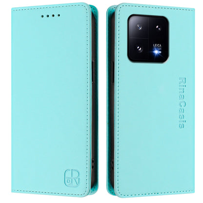 Xiaomi 13 Pro 5G Dual-Folded Magnetic Suction RFID Blocking PU Leather Wallet Phone Case with Card Slots, Cash Pocket, Kickstand, Full Protective Flip Cover
