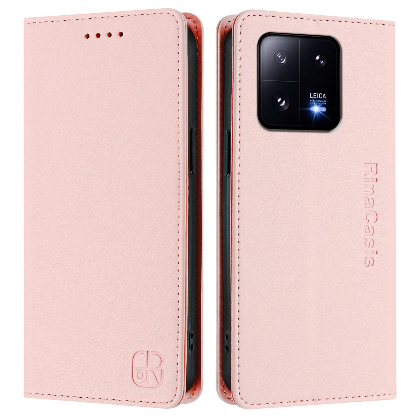 Xiaomi 13 Pro 5G Dual-Folded Magnetic Suction RFID Blocking PU Leather Wallet Phone Case with Card Slots, Cash Pocket, Kickstand, Full Protective Flip Cover