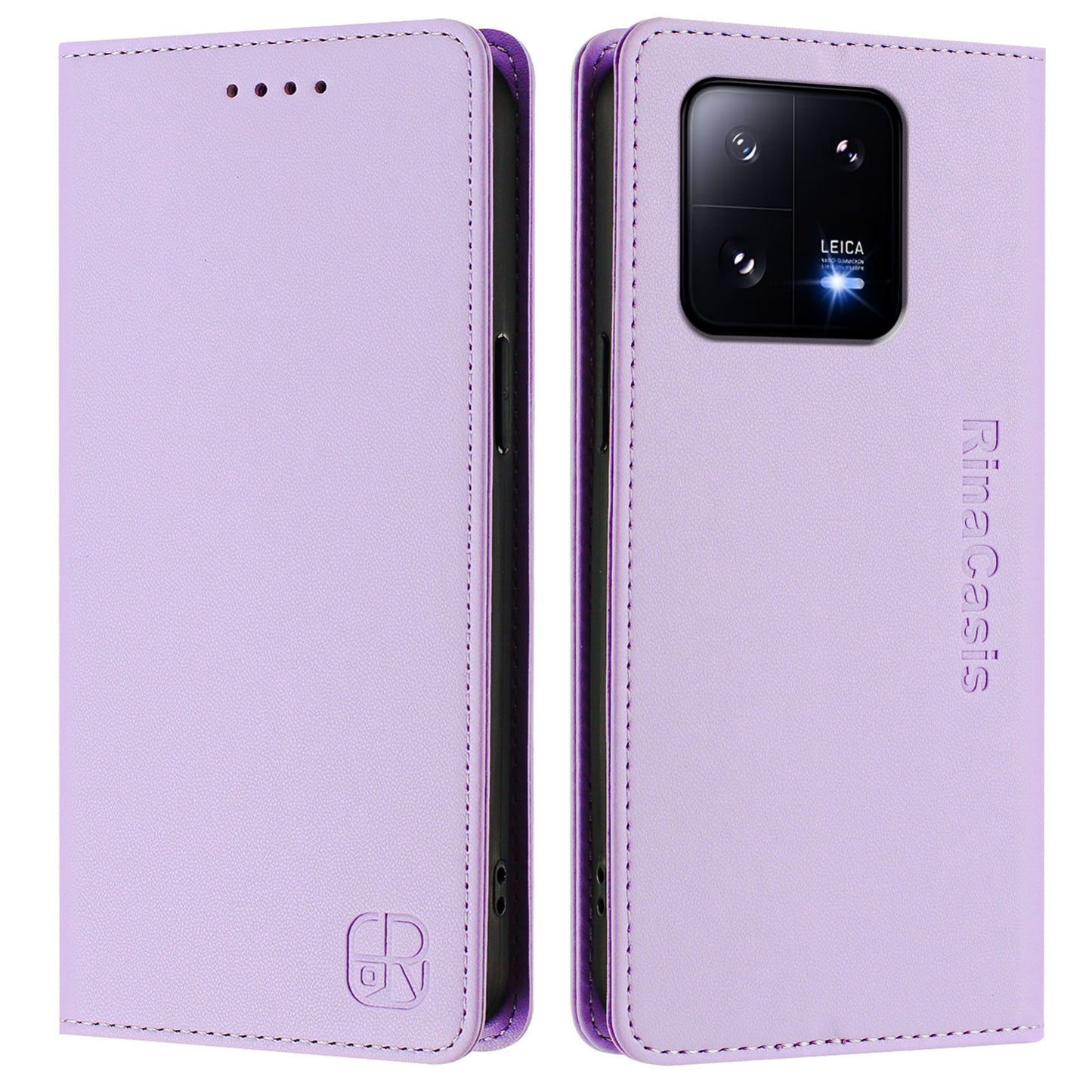 Xiaomi 13 Pro 5G Dual-Folded Magnetic Suction RFID Blocking PU Leather Wallet Phone Case with Card Slots, Cash Pocket, Kickstand, Full Protective Flip Cover