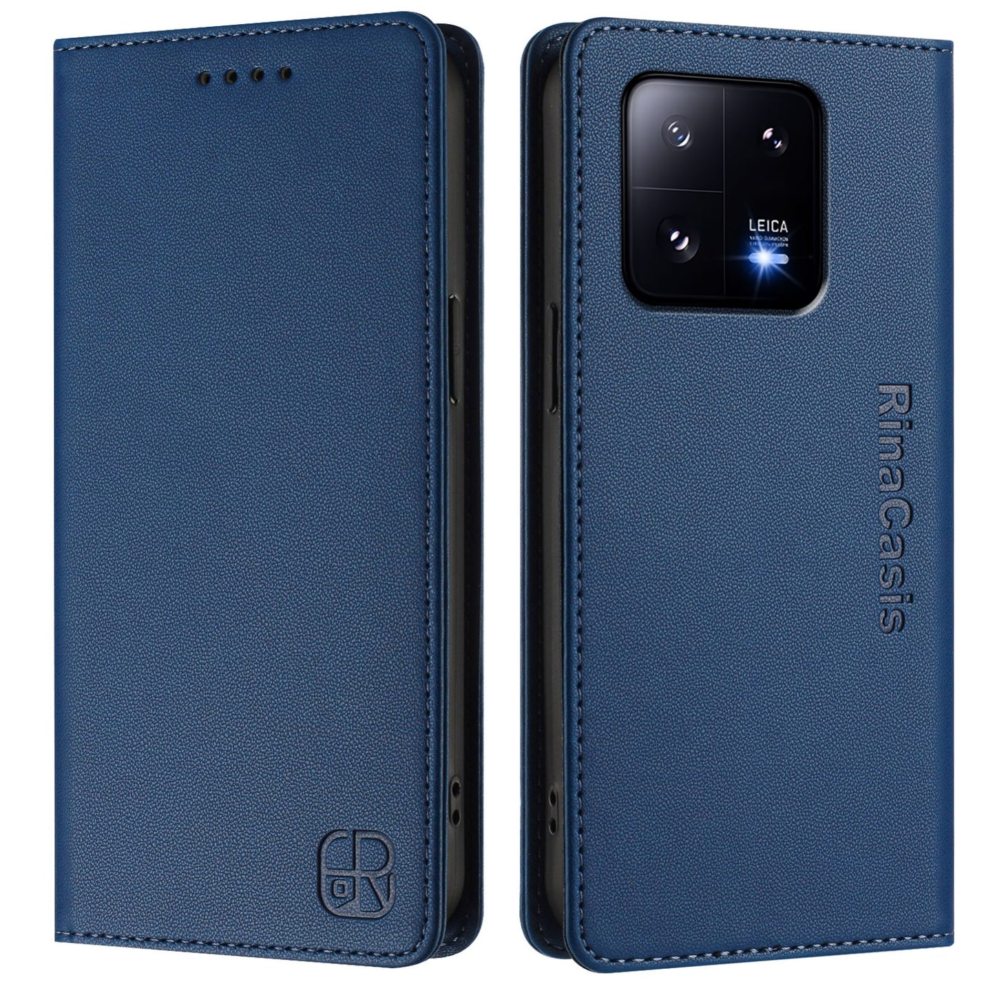 Xiaomi 13 Pro 5G Dual-Folded Magnetic Suction RFID Blocking PU Leather Wallet Phone Case with Card Slots, Cash Pocket, Kickstand, Full Protective Flip Cover