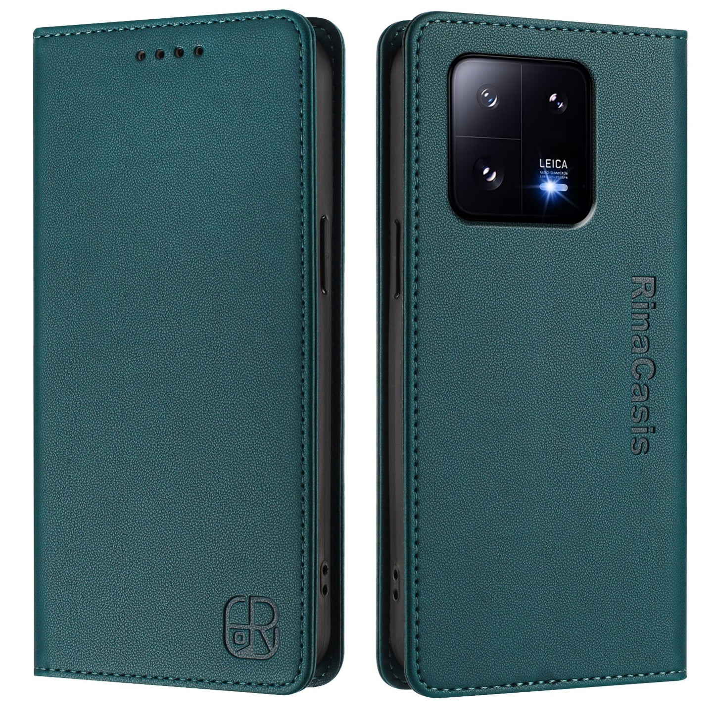 Xiaomi 13 Pro 5G Dual-Folded Magnetic Suction RFID Blocking PU Leather Wallet Phone Case with Card Slots, Cash Pocket, Kickstand, Full Protective Flip Cover