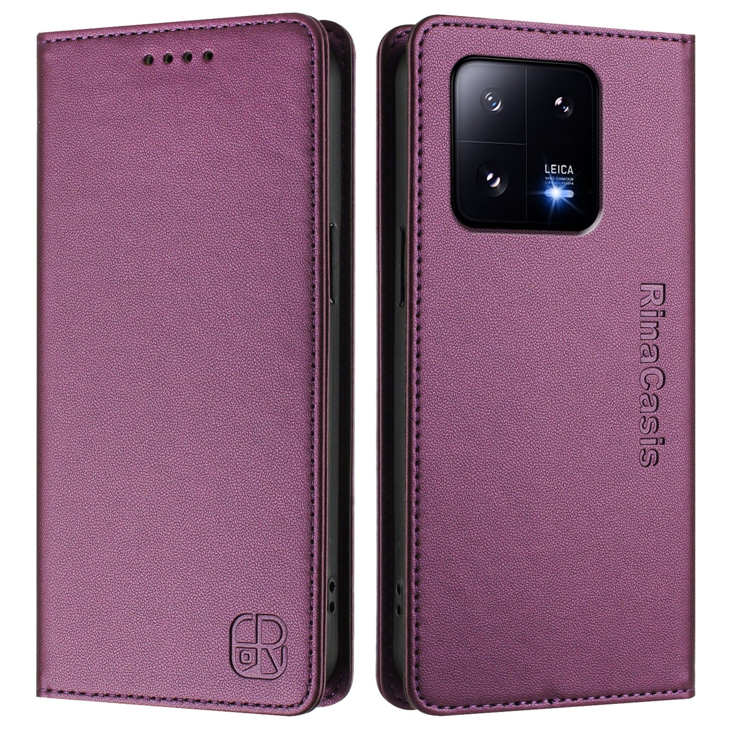 Xiaomi 13 Pro 5G Dual-Folded Magnetic Suction RFID Blocking PU Leather Wallet Phone Case with Card Slots, Cash Pocket, Kickstand, Full Protective Flip Cover