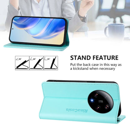 Xiaomi 13 Ultra Dual-Folded Magnetic Suction RFID Blocking PU Leather Wallet Phone Case with Card Slots, Cash Pocket, Kickstand, Full Protective Flip Cover